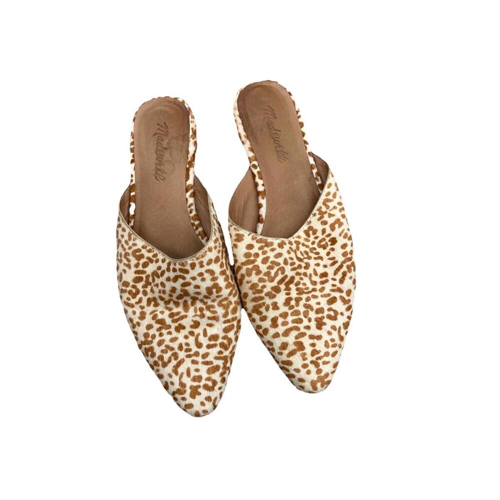 Madewell Mules Women 6 The Remi Cheetah‎ Calf Hair Flat Pointed Toe Shoes H85